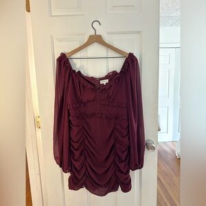 Bohme Burgundy Long Sleeve Dress